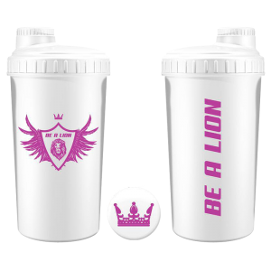 SHAKER BE A LION BLANCO Y ROSA 700 ml